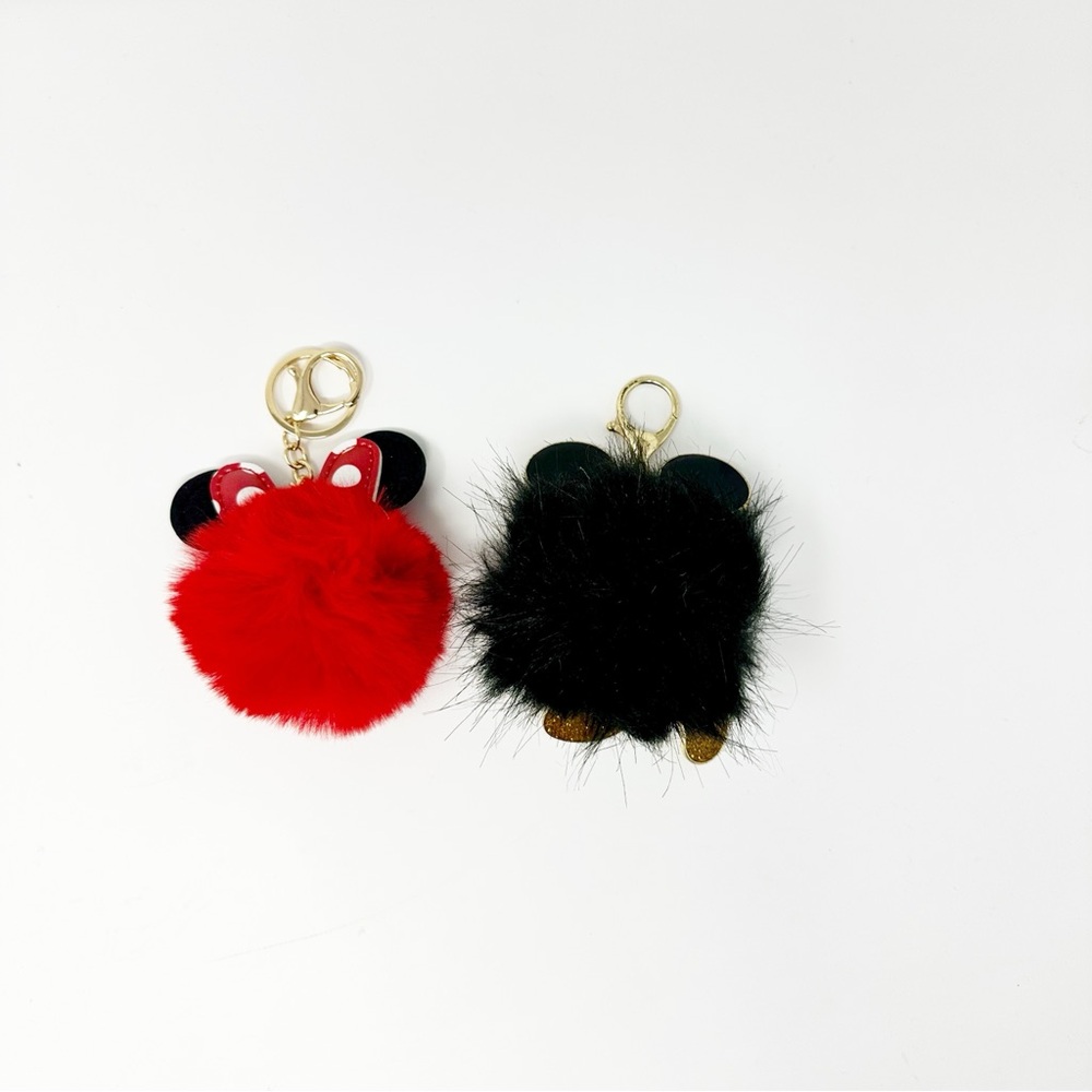 Disney Parks Mickey and Minnie Mouse Puff Plush Keychain Bag Charms